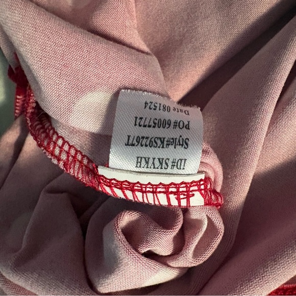 Kate Spade Red Pink Polka Dot Pajama Set Long Sleeve Pants Valentine - Picture 6 of 15